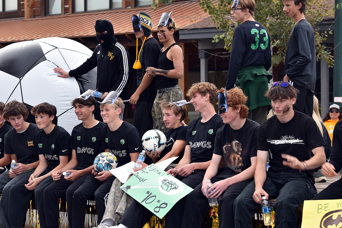 The boys soccer float at the homecoming parade on Friday, Oct. 3. (Kelsey Evans/Whitefish Pilot)