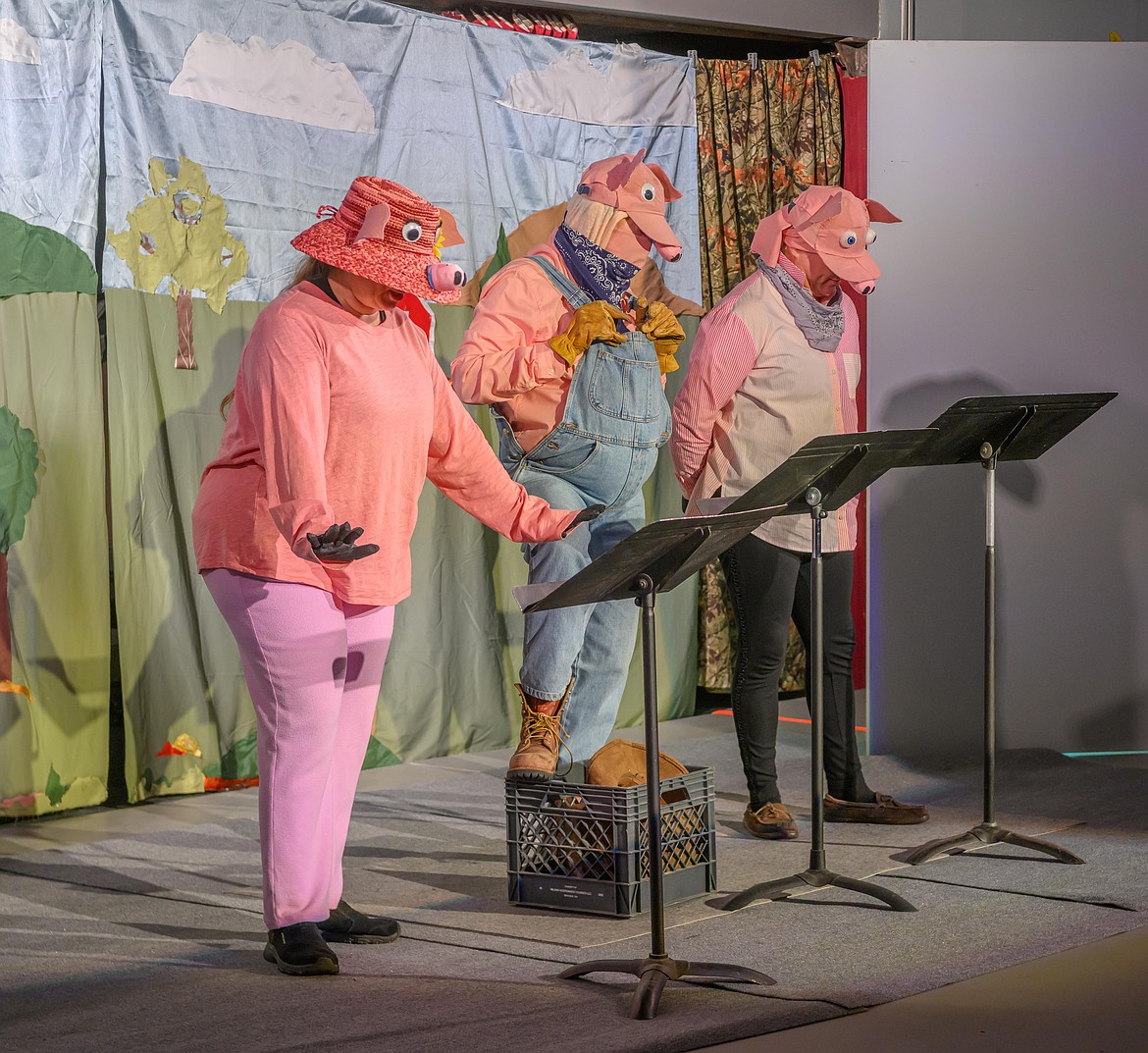 Kathleen Hubka, Bonnie Firestone, and Heather Allen as farm pigs. (Tracy Scott/Valley Press)