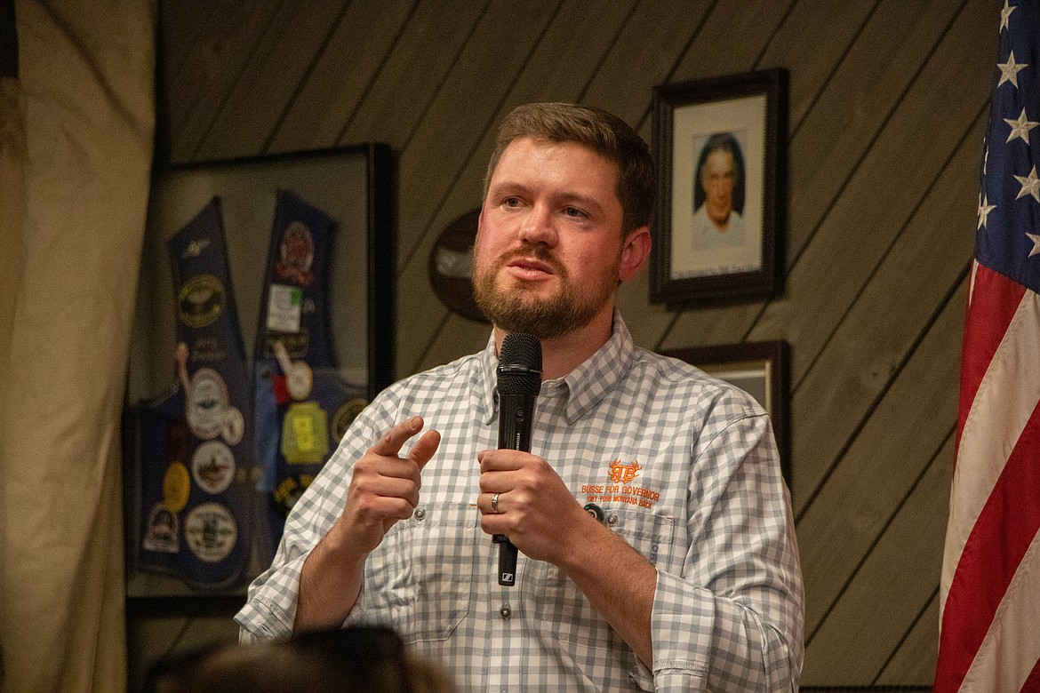 Democrat candidate for Lt. Gov. Raph Graybill spoke at a town hall in Kalispell on Oct. 7, 2024. (Kate Heston/Daily Inter Lake)