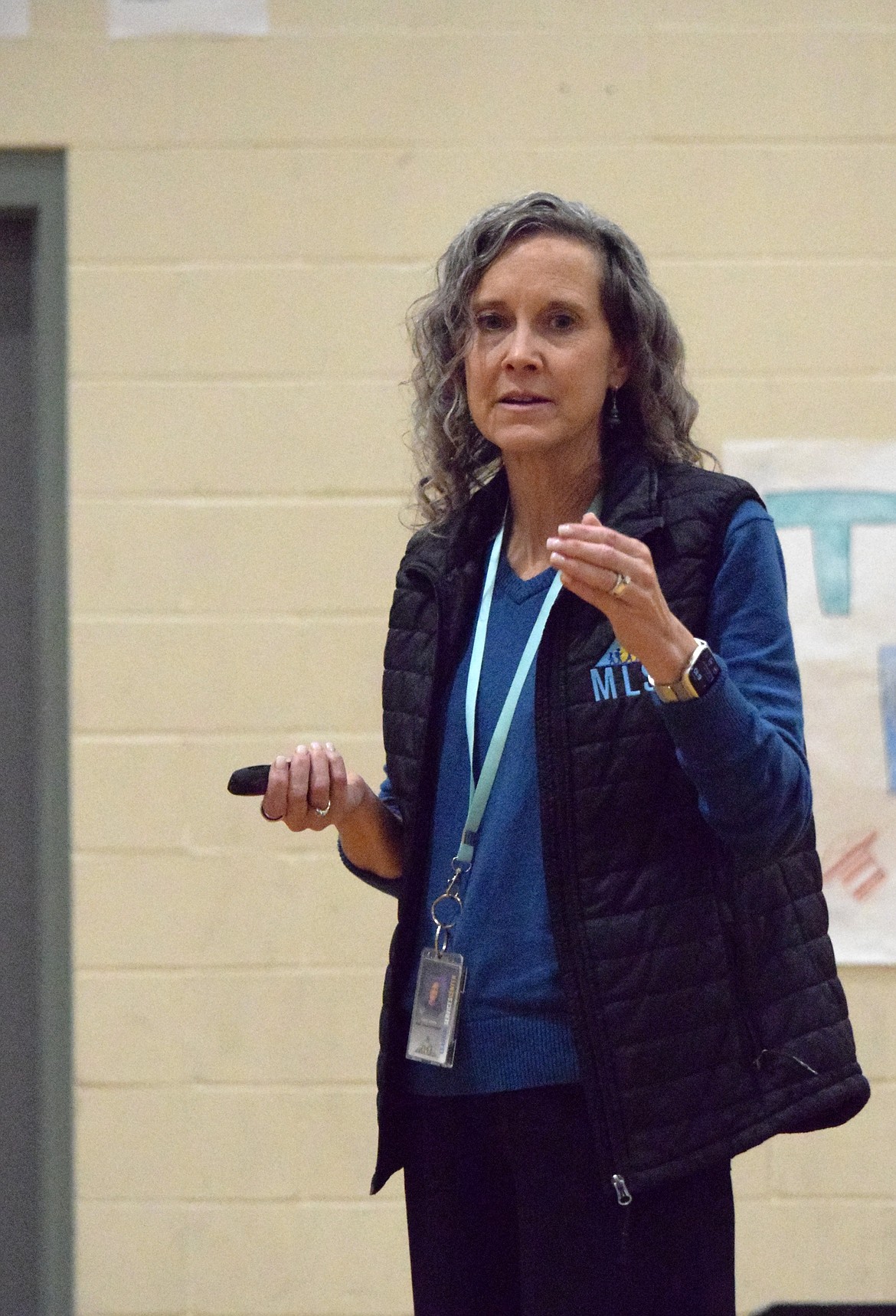 Interim Moses Lake School District Superintendent Carol Lewis leads the second community meeting at Endeavor Middle School to discuss the finance problems and solutions MLSD is addressing.