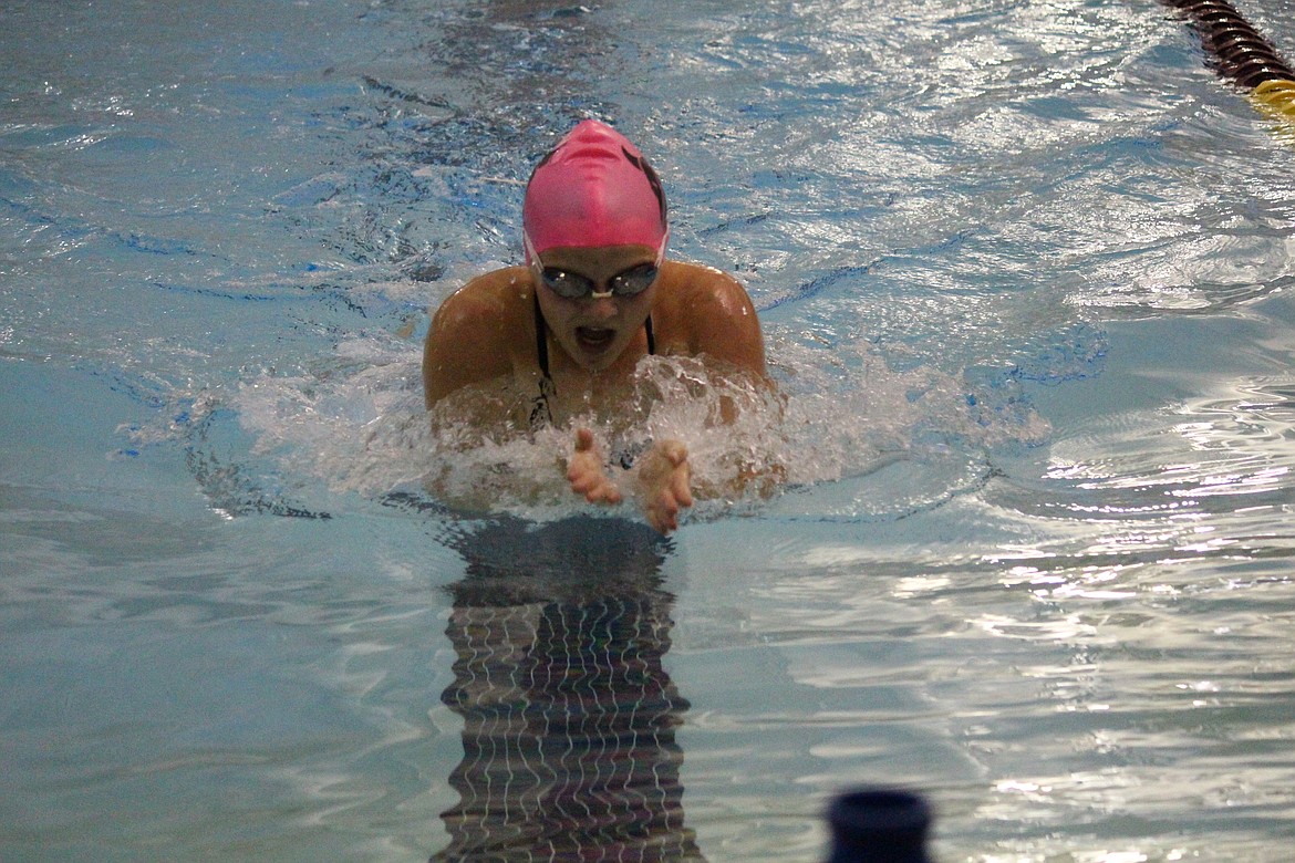 Moses Lake’s Dallie Cobb won the 50-yard freestyle and 100-yard breaststroke at last week’s meet against West Valley (Yakima) and Sunnyside.