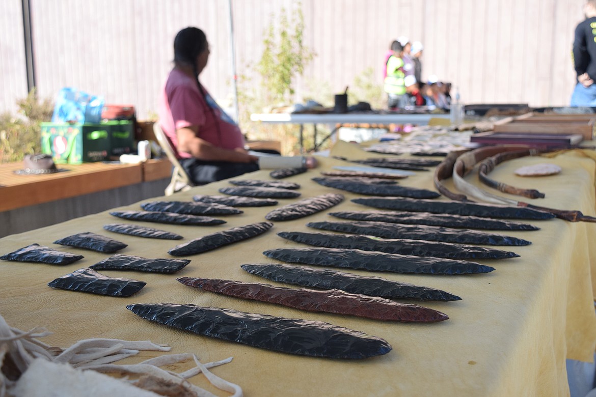 Various stonework blades are displayed on a table Tuesday at the Wanapum Heritage Center.