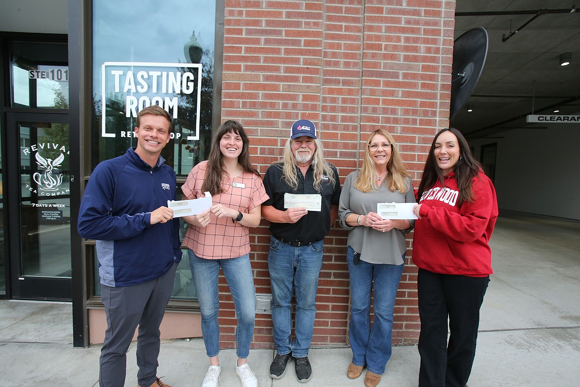 Silverwood Theme Park contributed $4 from every general admission ticket and $1 from youth and senior tickets during Community
Appreciation Weekends in September to support area food banks with more than $38,256. Donation checks were distributed Wednesday. From left: Jordan Carter, Brana Cully, Darrell Rickard, Sherry Wallis and Sara Meddock.