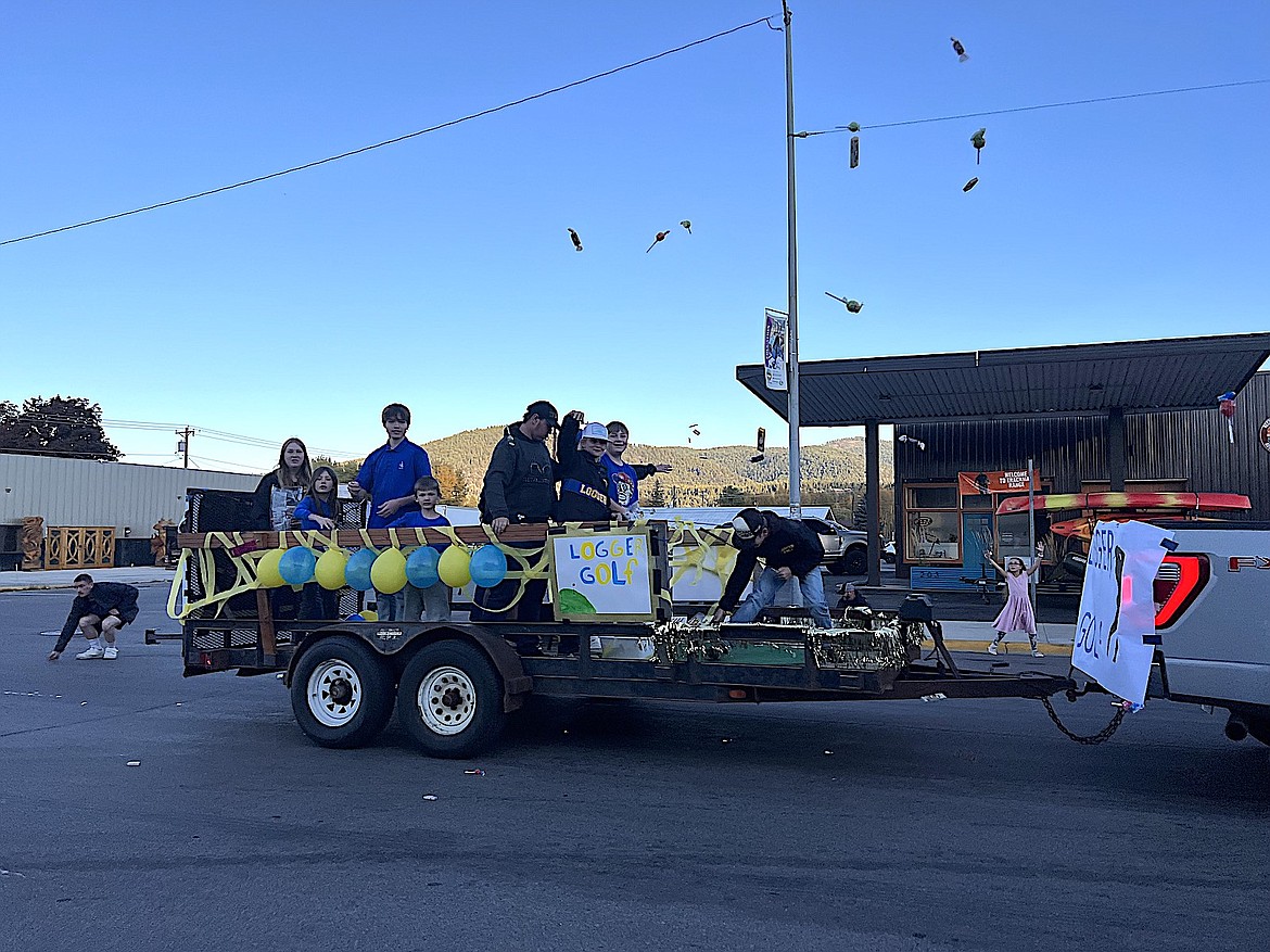 The Libby golf team enjoyed a fire truck ride during the parade Thursday, Oct. 10, 2025, during Libby Homecoming festivities. (Scott Shindledecker)