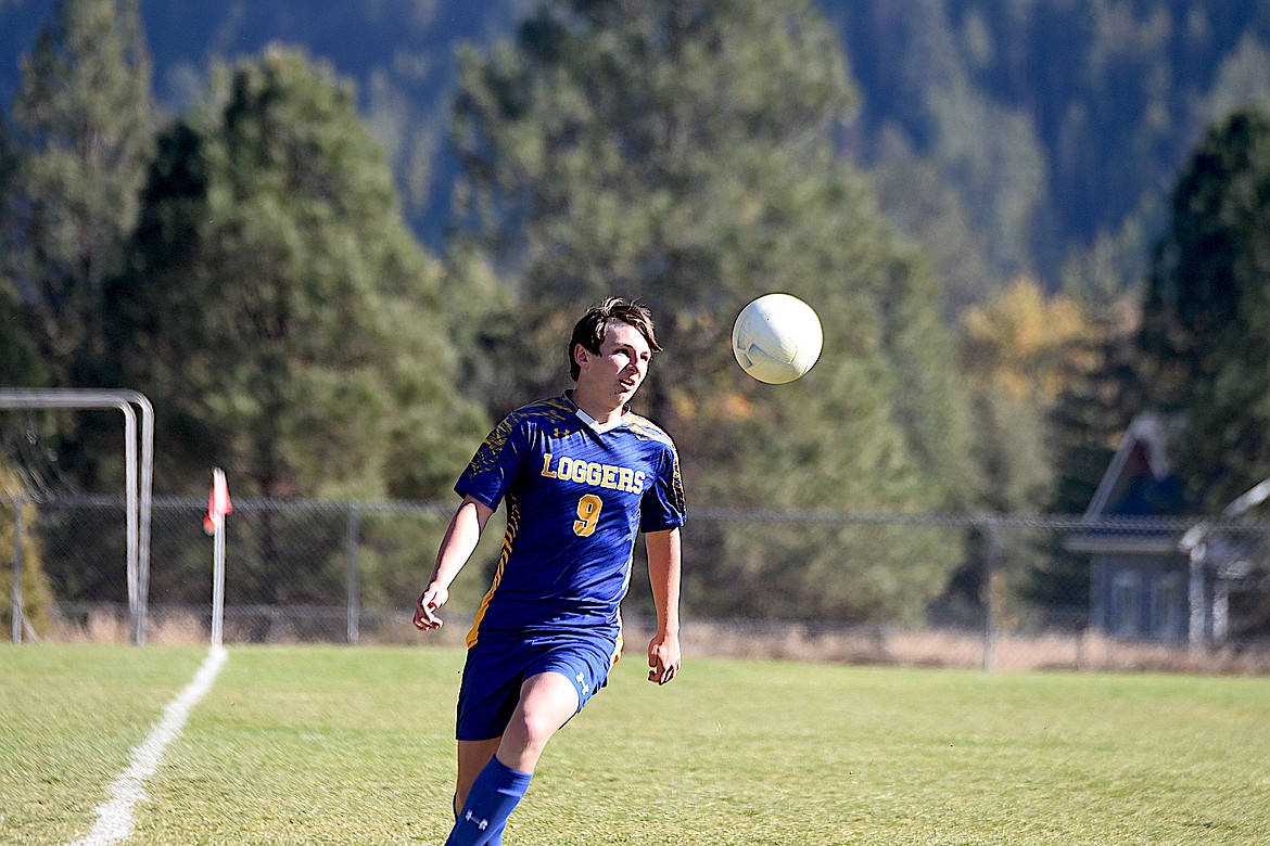 Libby junior Kale Hall against Bigfork goal Saturday, Oct. 12, 2024. (Scott Shindledecker/The Western News)