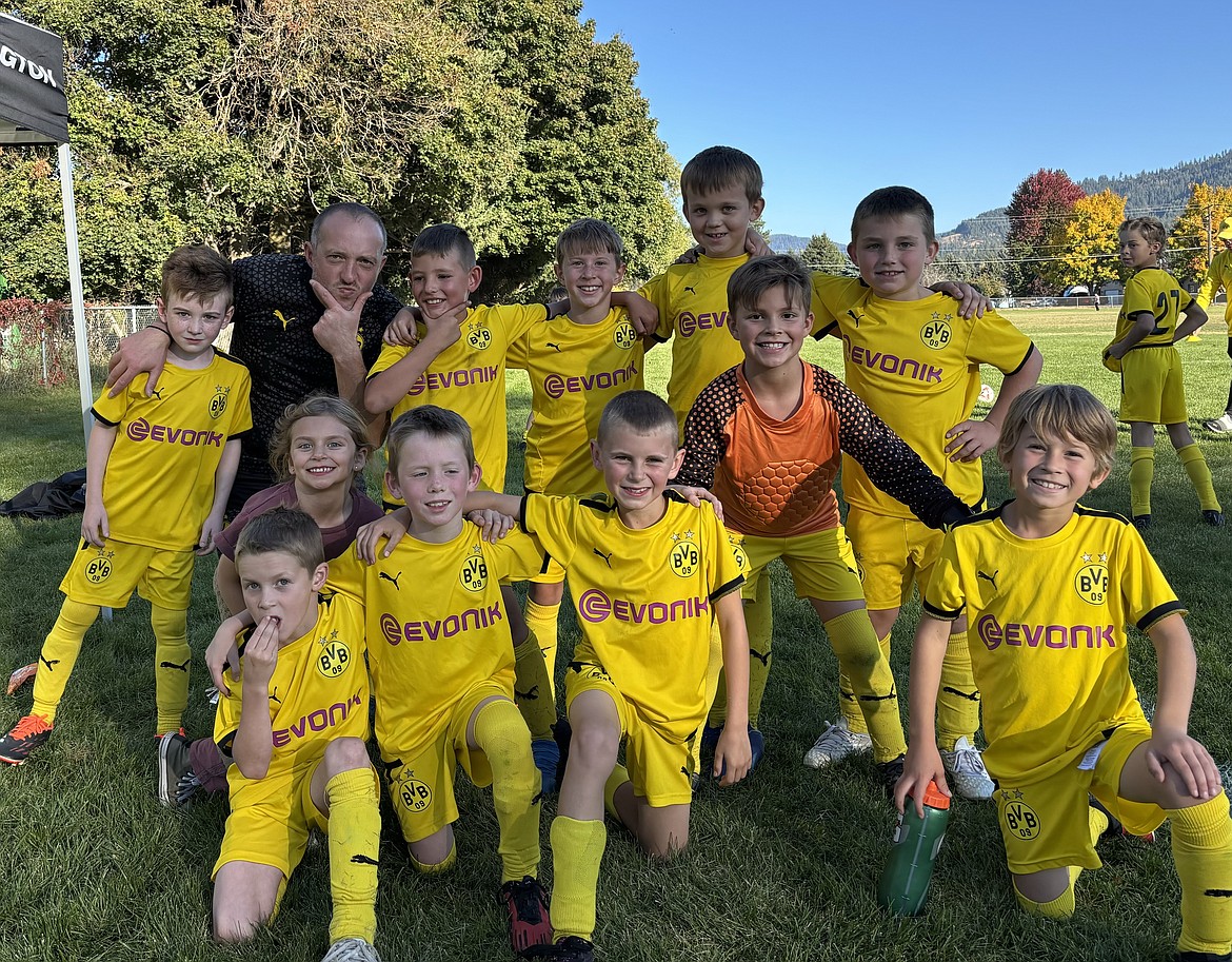 Courtesy photo
The BVBIA CDA BU09 Black team hosted SOZO FC 2016B Gold on Saturday, and played to a 5-5 draw. In the front row from left are Jasper Johnson, Luke Odom, Weston Kramer, Hugh Erickson and Grayson Martino; and back row from left, Colin Happeny, coach Luka Gelbakhiani, Krew Steenstra, Waylon Wood, Gideon Milligan and Peyton Schock.