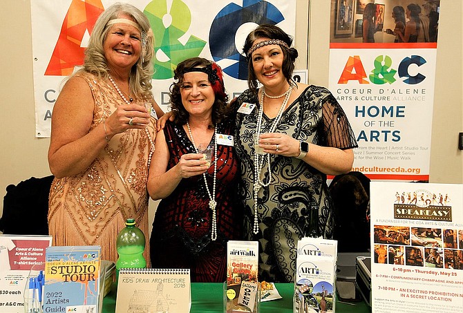 Ali Shute, left, Callie Cabe, center, and Janie Roth enjoy the 2023 Coeur d'Alene Regional Chamber's Business and Job Fair at The Coeur d'Alene Resort.