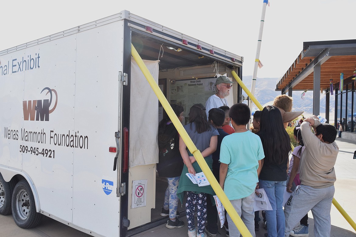 Wenas Mammoth Foundation brought fossils of a Wenas mammoth for students to look at during the Archaeology days event at the Wanapum Heritage Center.