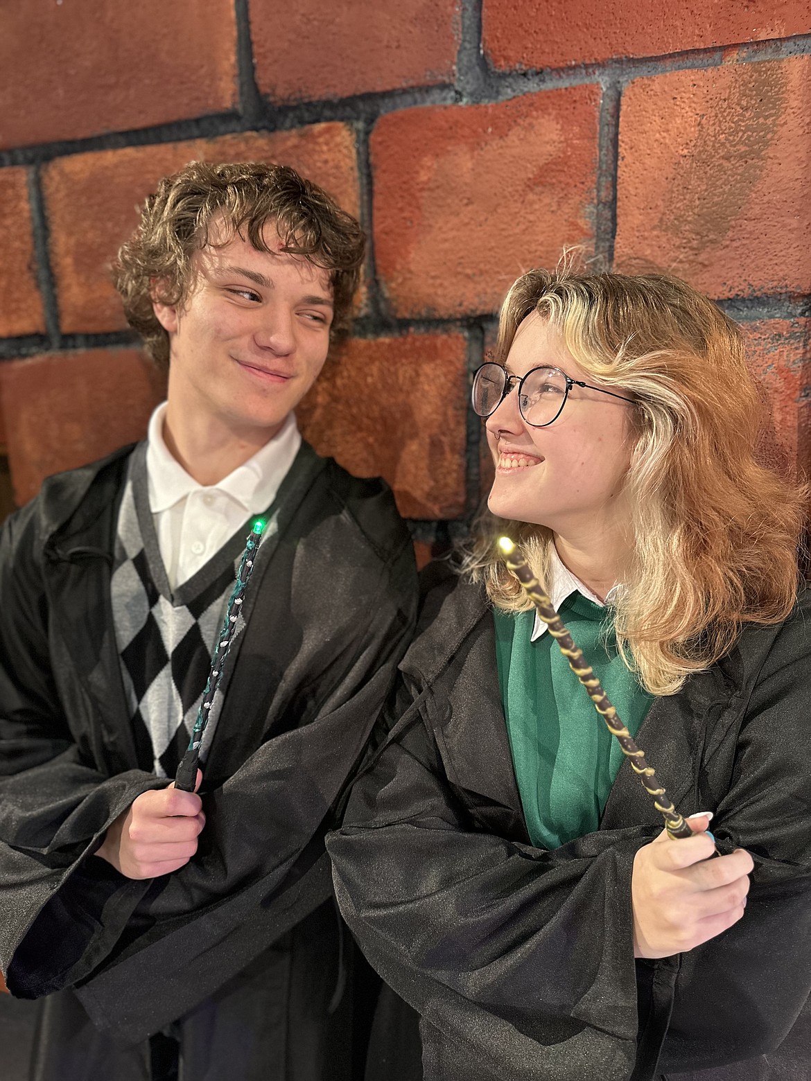 Lincoln McElwain as Scorpius Malfoy and Fallon Maas as Albus Severus Potter in the Flathead High School production of “Harry Potter and the Cursed Child” with performances scheduled Oct. 24-27. (Photo provided by Flathead High School Theatre).