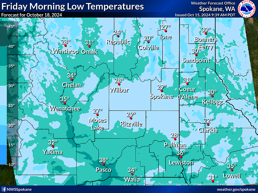 In addition to snow on the passes, temps throughout the state are anticipated to dip below freezing on Friday.