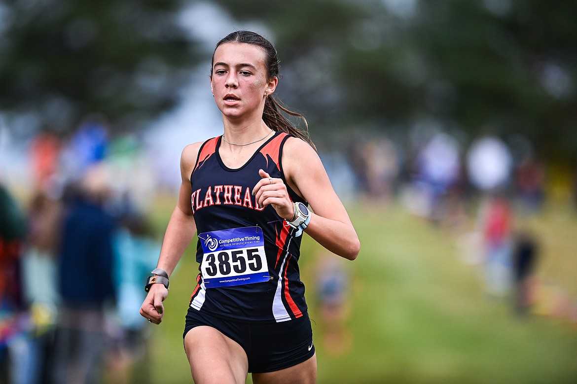 Flathead's Everett Holland placed third with a time of 19:56.63 at the Glacier Invite at Rebecca Farm on Wednesday, Oct. 16. (Casey Kreider/Daily Inter Lake)