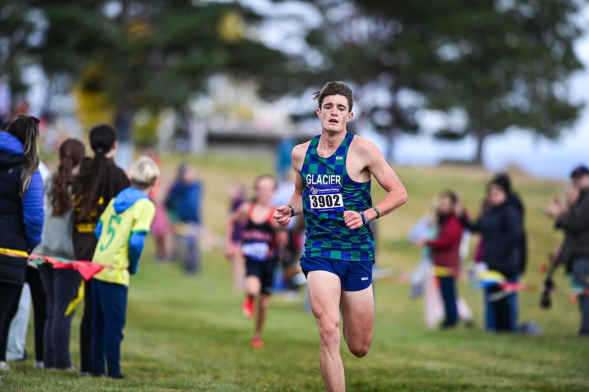 Glacier's Gabe Ackerly placed sixth with a time of 17:02.58 at the Glacier Invite at Rebecca Farm on Wednesday, Oct. 16. (Casey Kreider/Daily Inter Lake)