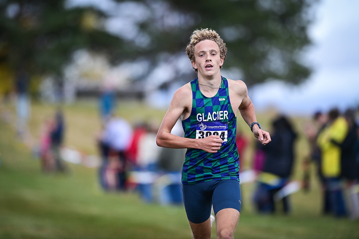 Glacier's Owen Thiel took first place with a time of 16:01.74 at the Glacier Invite at Rebecca Farm on Wednesday, Oct. 16. (Casey Kreider/Daily Inter Lake)