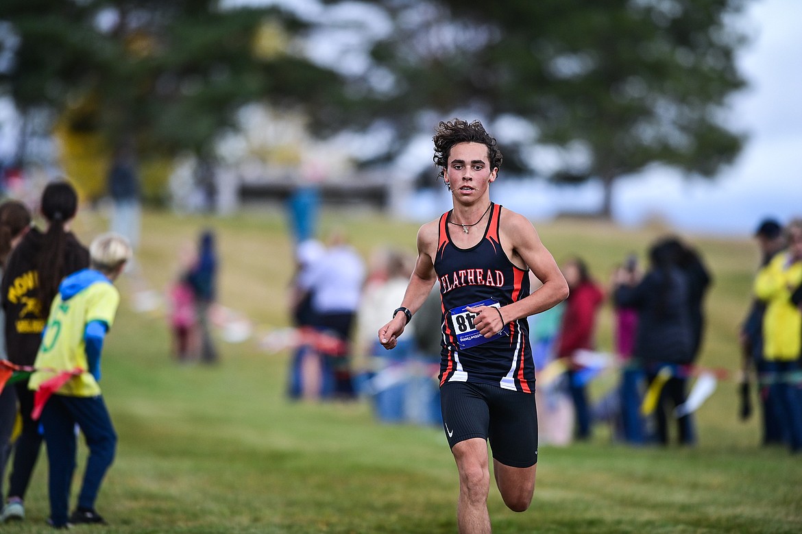 Flathead's Robbie Nuila took second place with a time of 16:13.23 at the Glacier Invite at Rebecca Farm on Wednesday, Oct. 16. (Casey Kreider/Daily Inter Lake)