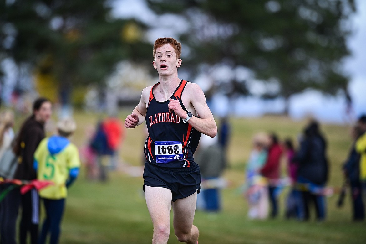 Flathead's Kasen Kastner placed third with a time of 16:27.44 at the Glacier Invite at Rebecca Farm on Wednesday, Oct. 16. (Casey Kreider/Daily Inter Lake)