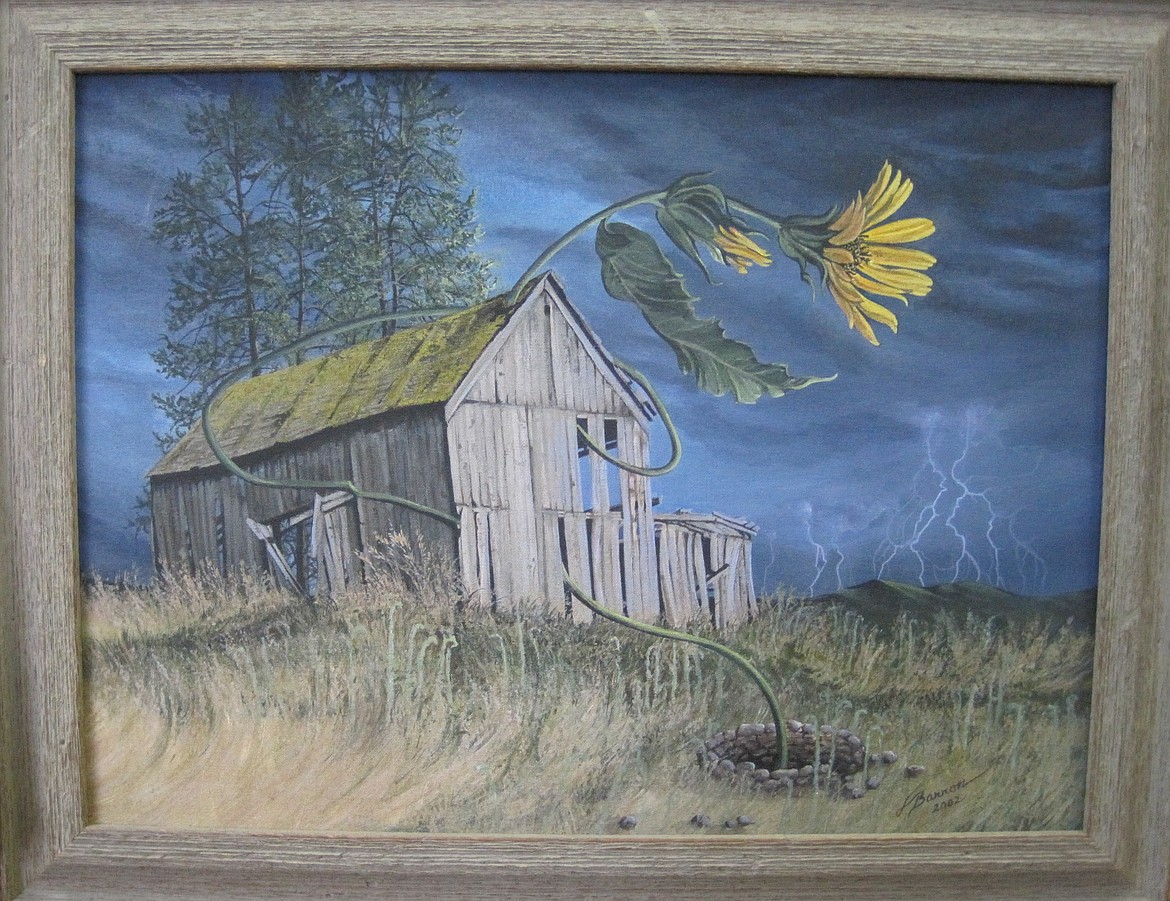 "Endurance," an acrylic by Diane Barron, is of a barn that once stood near her home. It no longer endures.