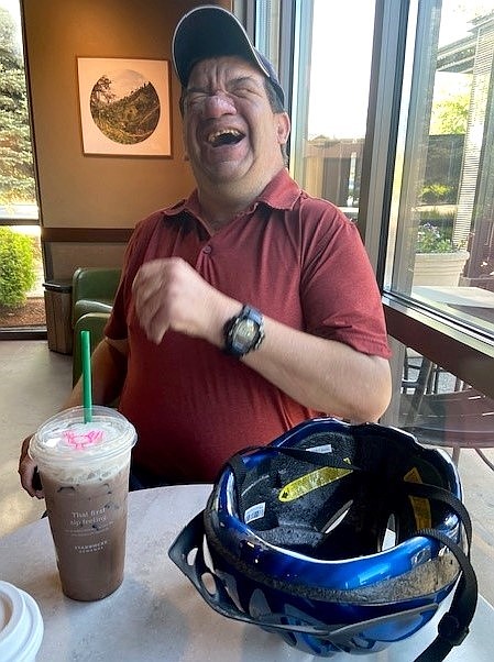 Jay Leake laughs during one his visits to Starbucks in Coeur d'Alene.