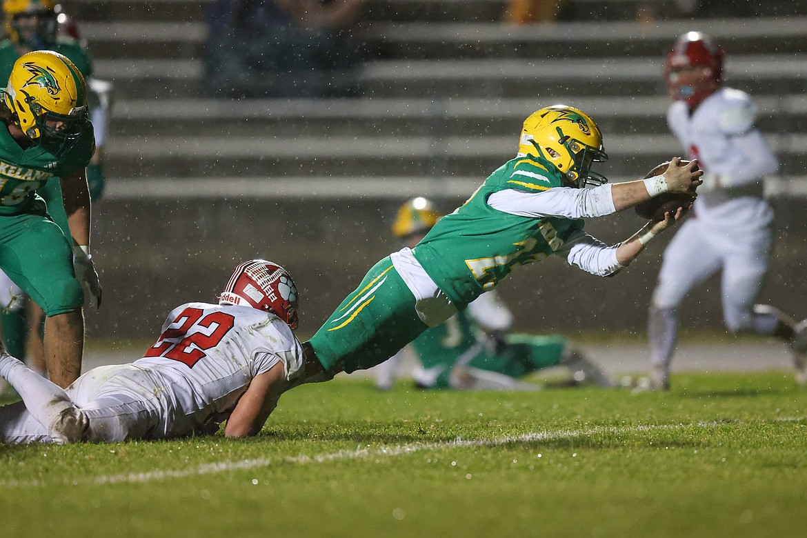 JASON DUCHOW PHOTOGRAPHY
Lakeland senior running back Lovie Weil dives for the end zone during the second half of Friday's 5A Inland Empire League game against Sandpoint at Corbit Field in Rathdrum.