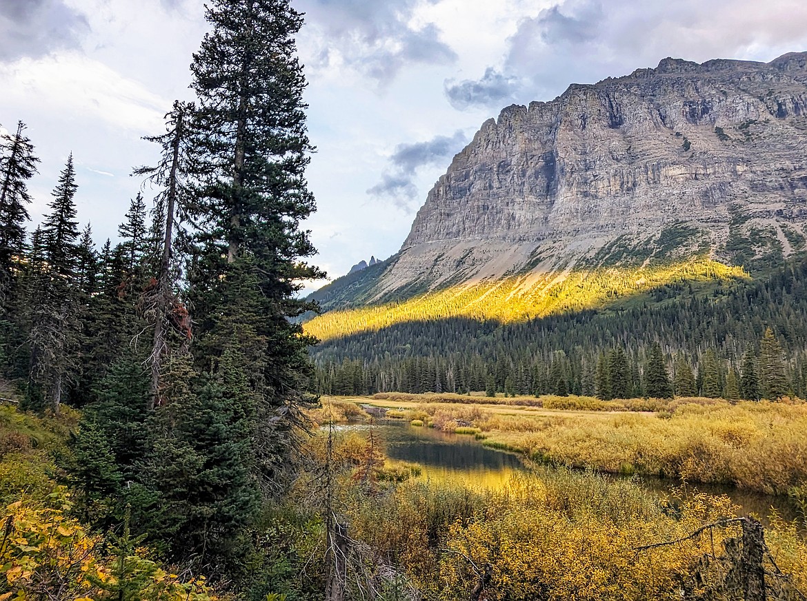 The sun sets on the Gunsight Pass trail near St. Mary Valley in Glacier National Park on Sept. 19. (Kelsey Evans/Whitefish Pilot)