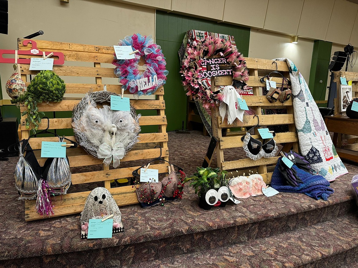 Artistic bras are donated and auctioned off to raise money for local cancer patients in the Silver Valley during the TaTa's Party. This year's event raised about $25,000 towards gas cards and prescription costs distributed by the Shoshone Cancer Resource Center.