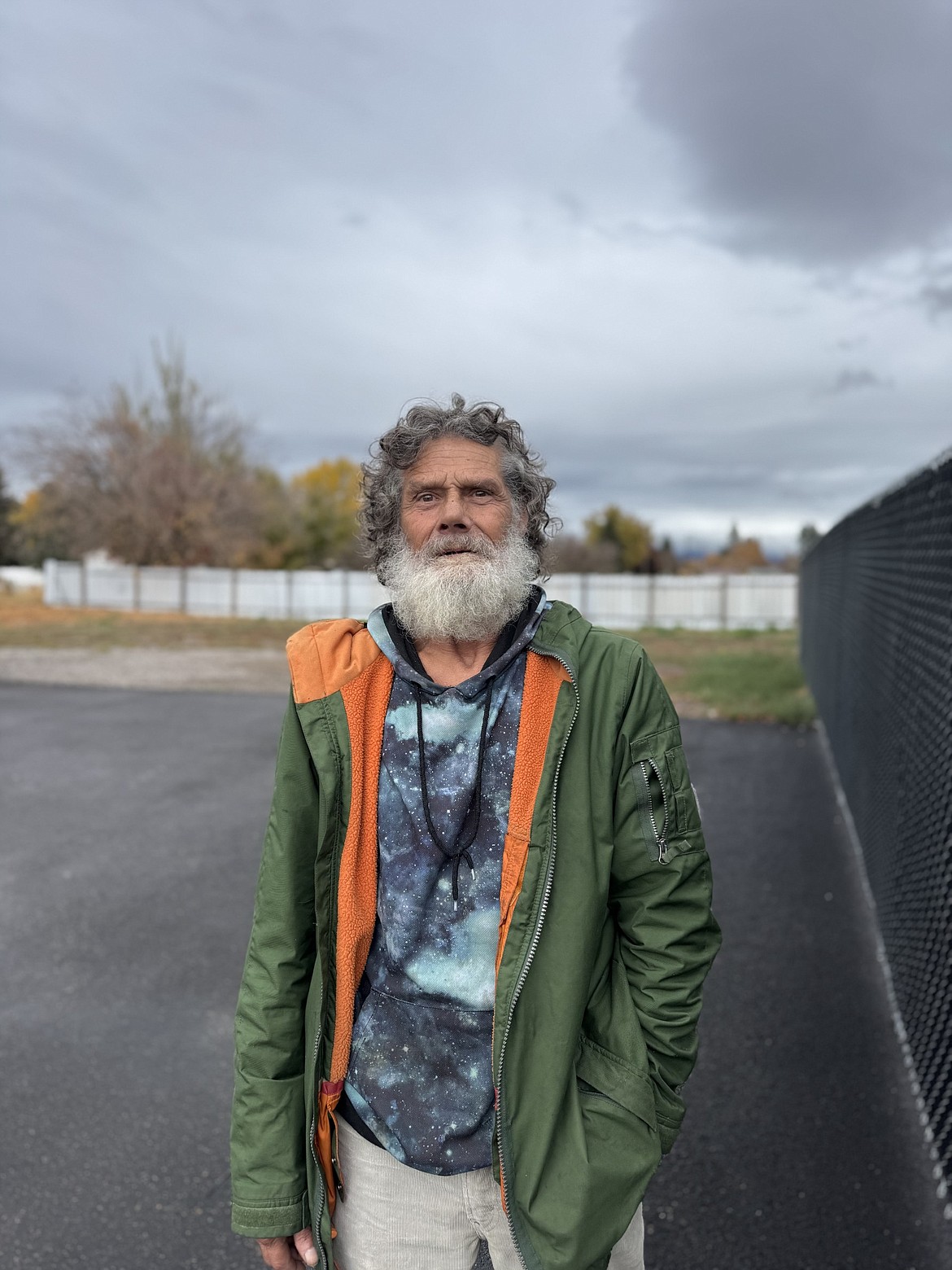 Ken Selke, who is homeless, standing outside of the Flathead Warming Center on Oct. 21, 2024.