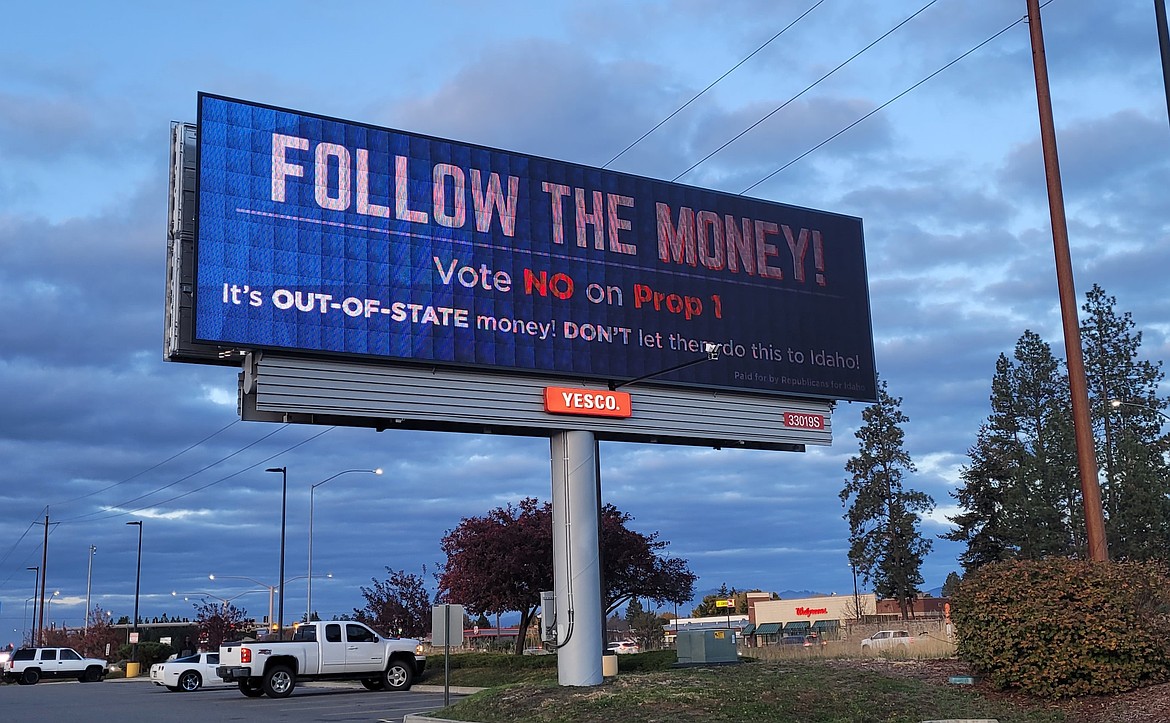 Signs opposing Proposition 1 appear throughout Kootenai County.