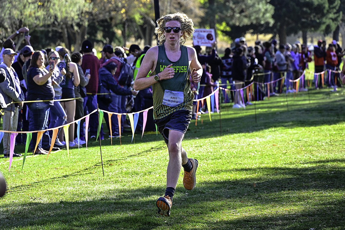 Koru Larimore competing at the State Cross Country meet in Missoula on Saturday. (Seth Anderson Photo)