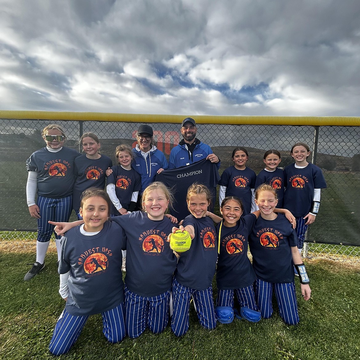 Courtesy photo
10U 
The Coeur d'Alene Crush 10U girls fastpitch softball team took first place at the Harvest Bash Tournament this past weekend in Ephrata, Wash. In the front row from left are Vinni Gongora, Davy Hicks, Lyla Atteberry, Kamryn Corbey and Madi West; and back row from left, Brianna Wilson, Addy Johnson, Harper Anderson, coach Kara Hicks, coach Joe Corbey, Aliya Pennock, Quinn Burrill and Lily Ratcliffe. Not pictured is Isla Wearne.