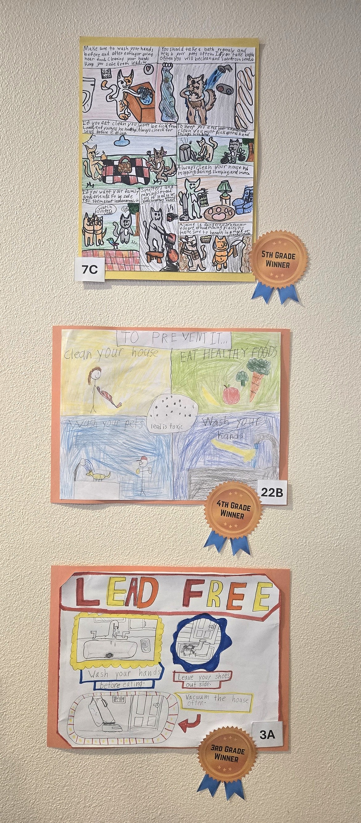 The three winning posters from Panhandle Health's Lead Awareness Poster Contest.