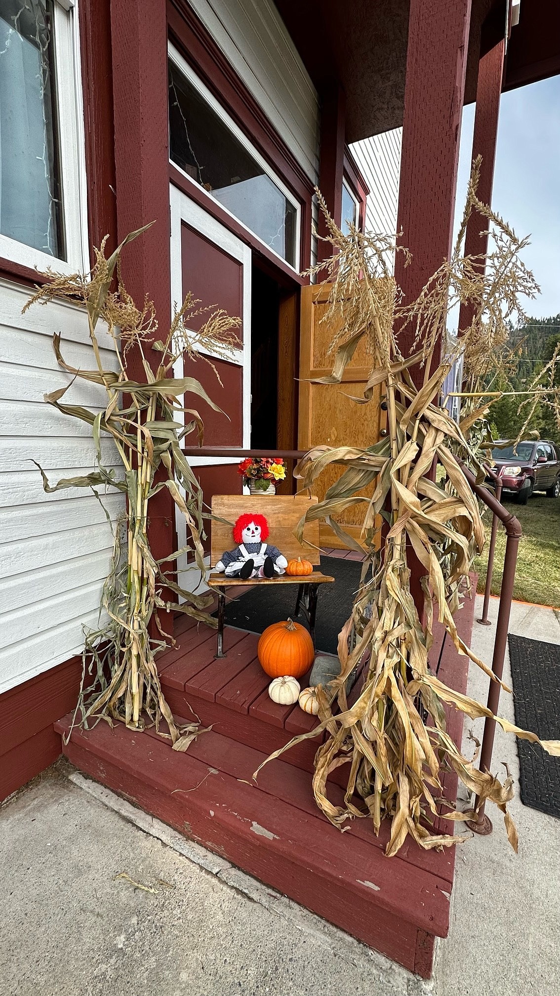 Decorations at the entrance of the DeBorgia Schoolhouse Spaghetti Dinner. (Monte Turner/Mineral Independent)