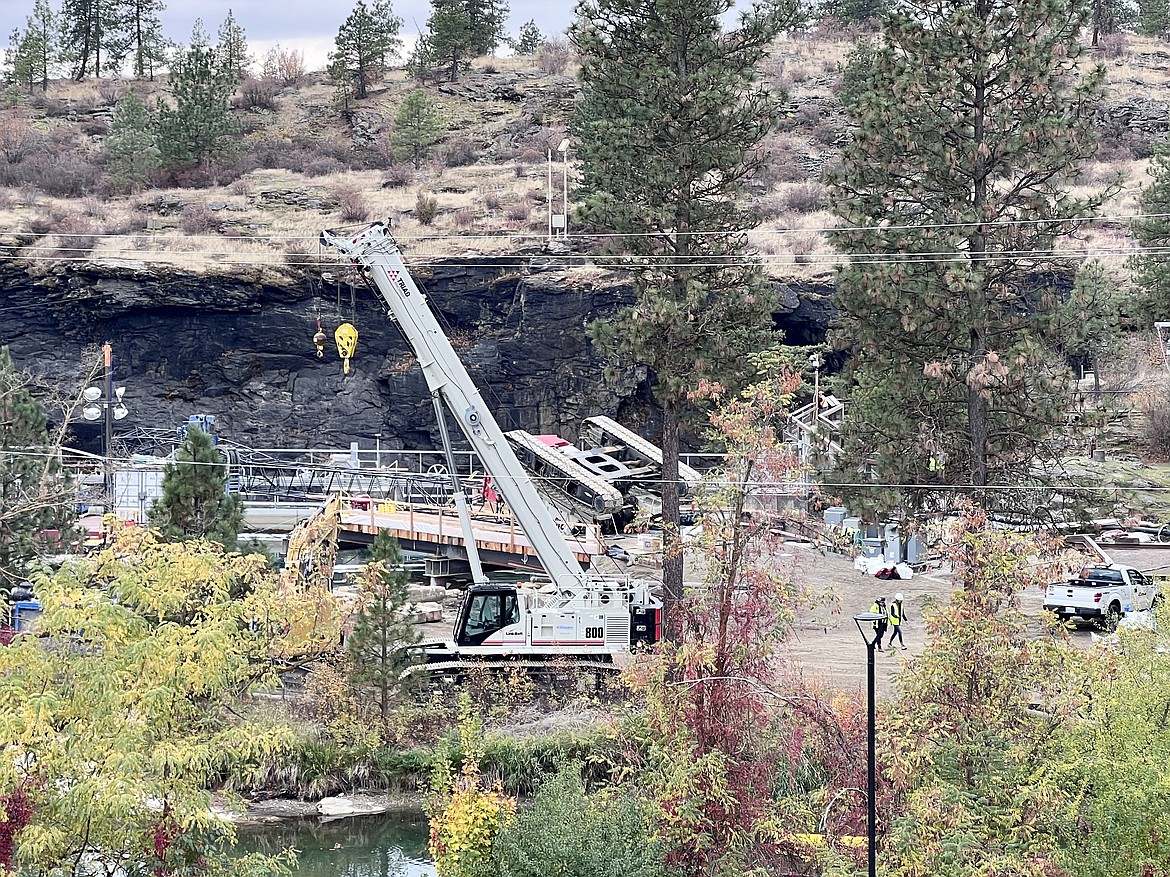 A contractor was injured Tuesday after a crane tipped over at the Post Falls North Channel Dam Spillway.