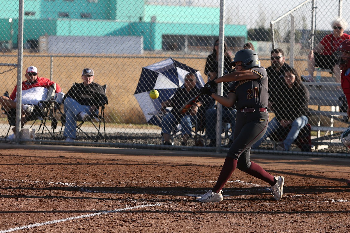 Moses Lake junior Alina Lopez (20) hit two home runs in the opening round game against Woodinville on Friday.