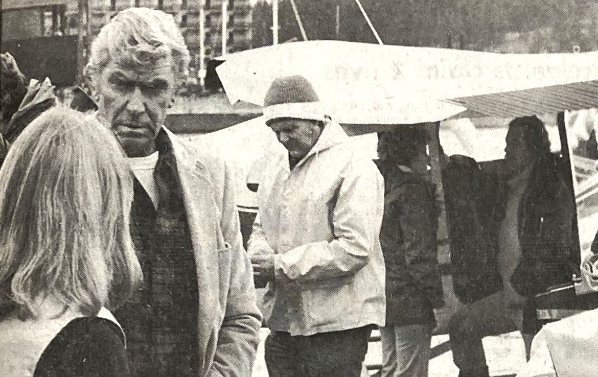 In 1979, Andy Griffith relaxes at city dock while filming an ABC series.