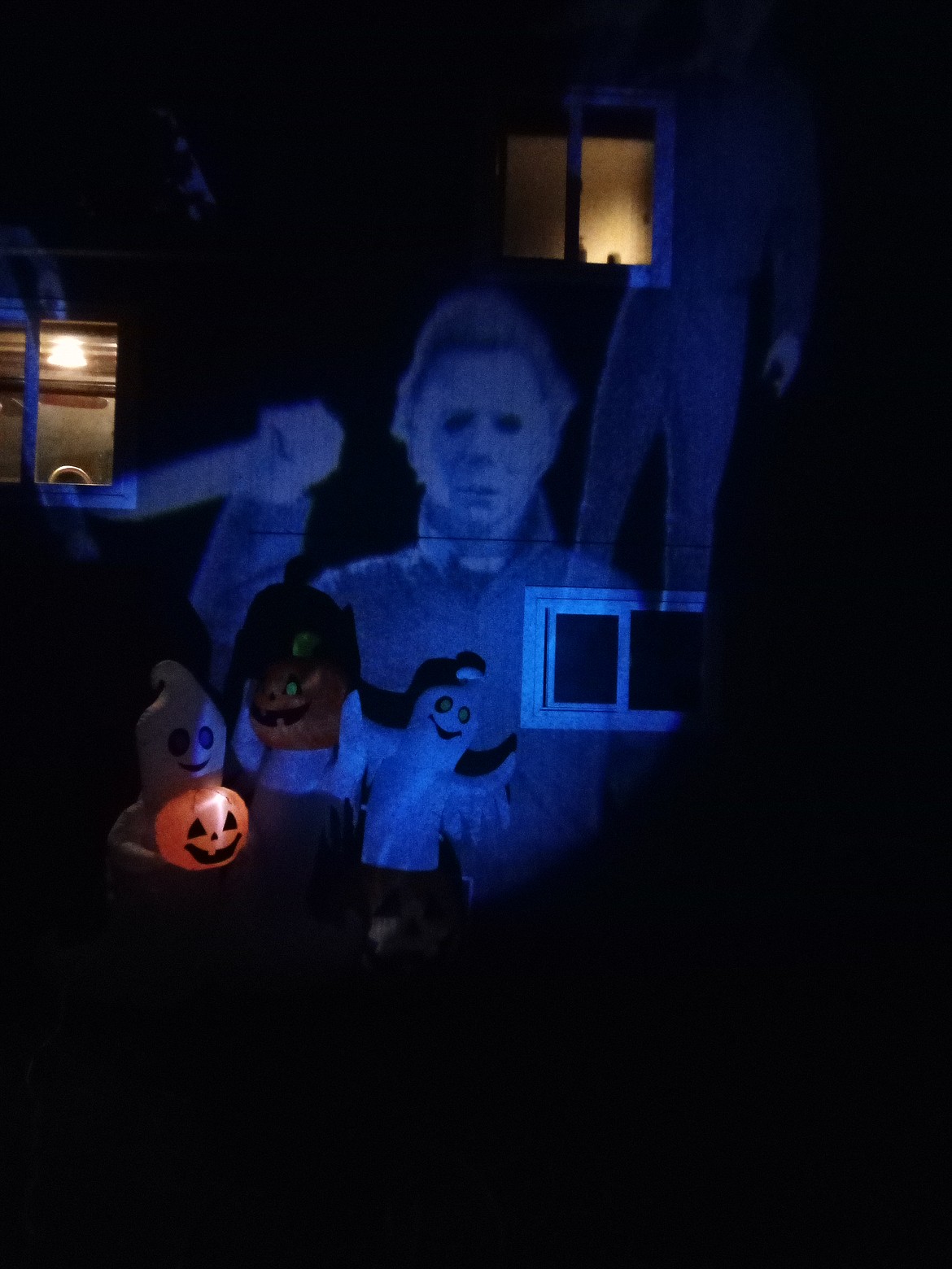 Spooky projections light up Greg Lapin's North Idaho home.