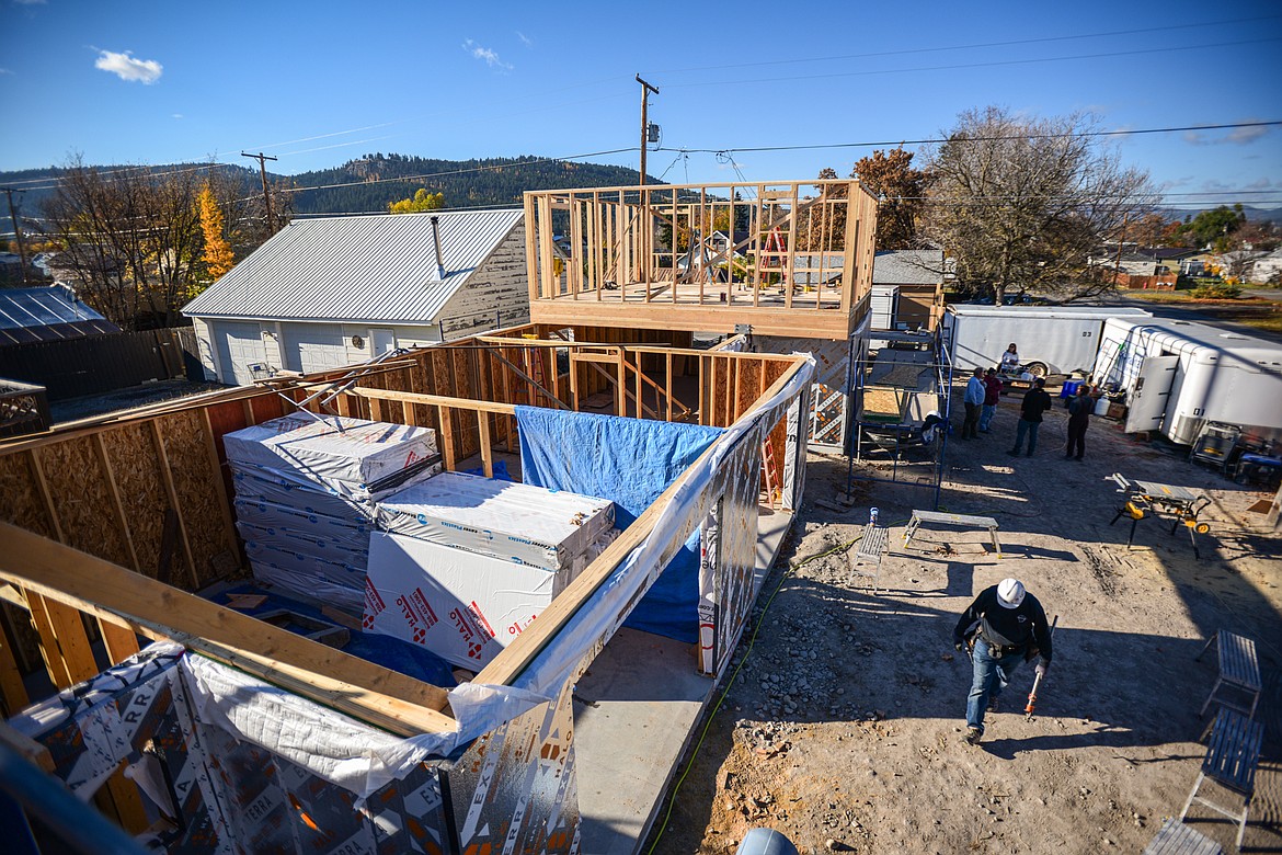 The duplex-style townhouse being built by Habitat for Humanity of Flathead Valley and Northwest Community Land Trust in Kalispell on Wednesday, Oct. 30. (Casey Kreider/Daily Inter Lake)