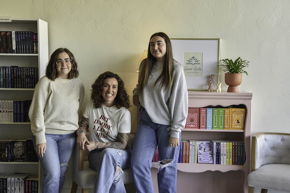 From left to right, Kelsey Kimport, Britney Wheeler and Rachel Kimport, are the owners of Good Girls Bookshop in Kalispell. (Kate Heston/Daily Inter Lake)