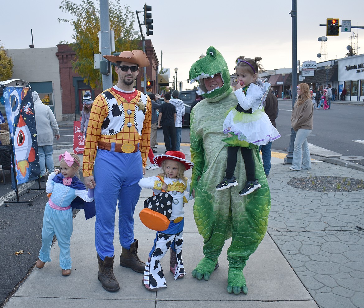 The whole Fletcher family turned out for Ephrata’s downtown trick-or-treat event Thursday. From left: Camryn, 5; Dad Corey; Emery, 4; Mom Erin and Cayden, 2.