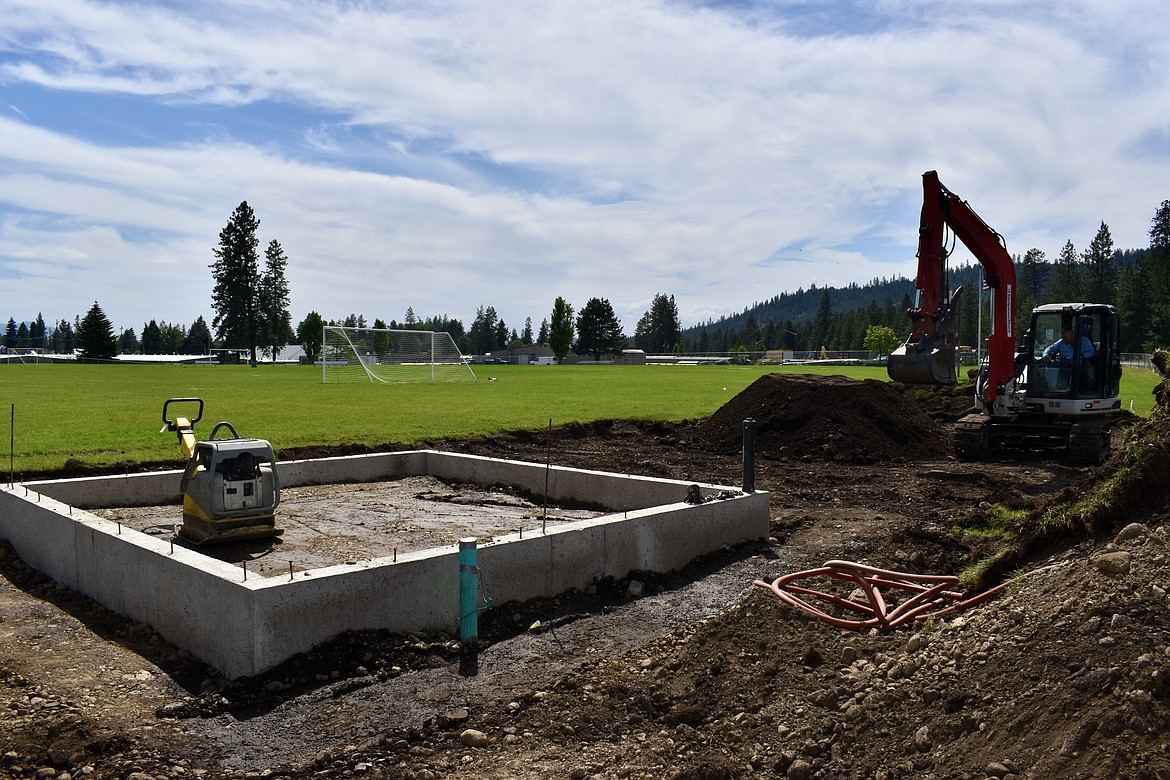 An excavation crew works on the site of a permanent restroom and concession stand on the Lakeland Rotary Soccer Fields in June. The project is now complete.