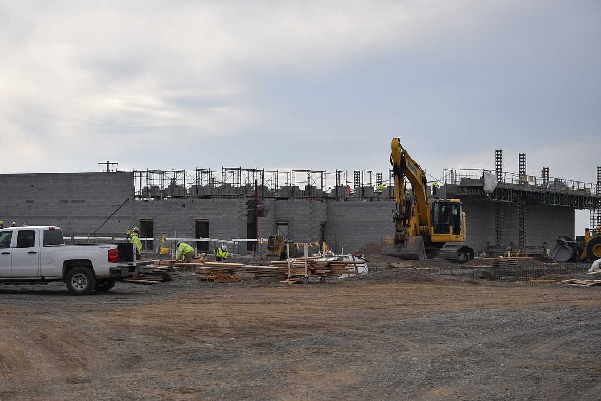 The cinder block walls of the administrative portion of the new justice center are going up. The gray walls will have a brown facade that makes the building look like any other government office and won’t stand out as a place where people are incarcerated with the exception of some fencing.