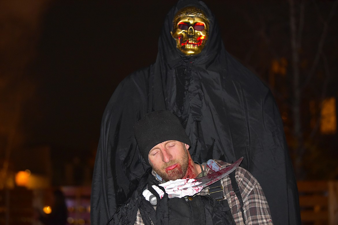 Erik Barnes spooks the streets of Whitefish on Halloween. (Kelsey Evans/Whitefish Pilot)