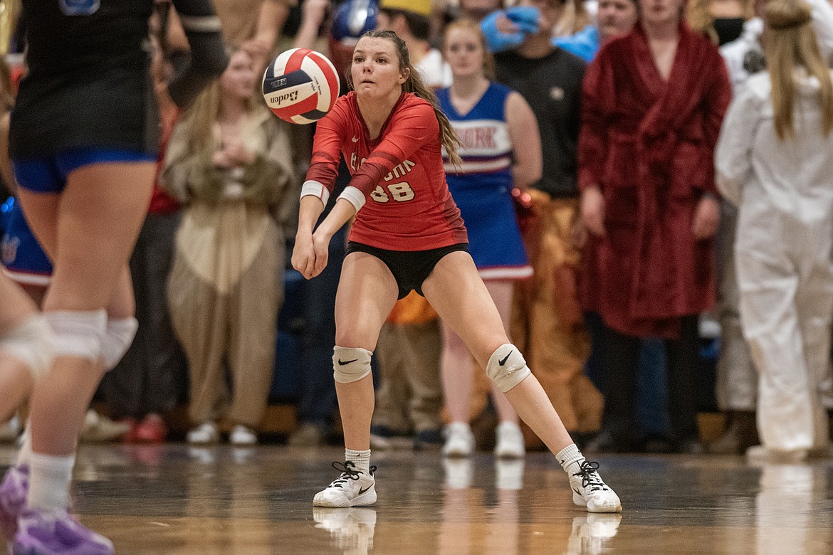 Olivia Claybourn makes a pass for the Vals. (Avery Howe/Bigfork Eagle)