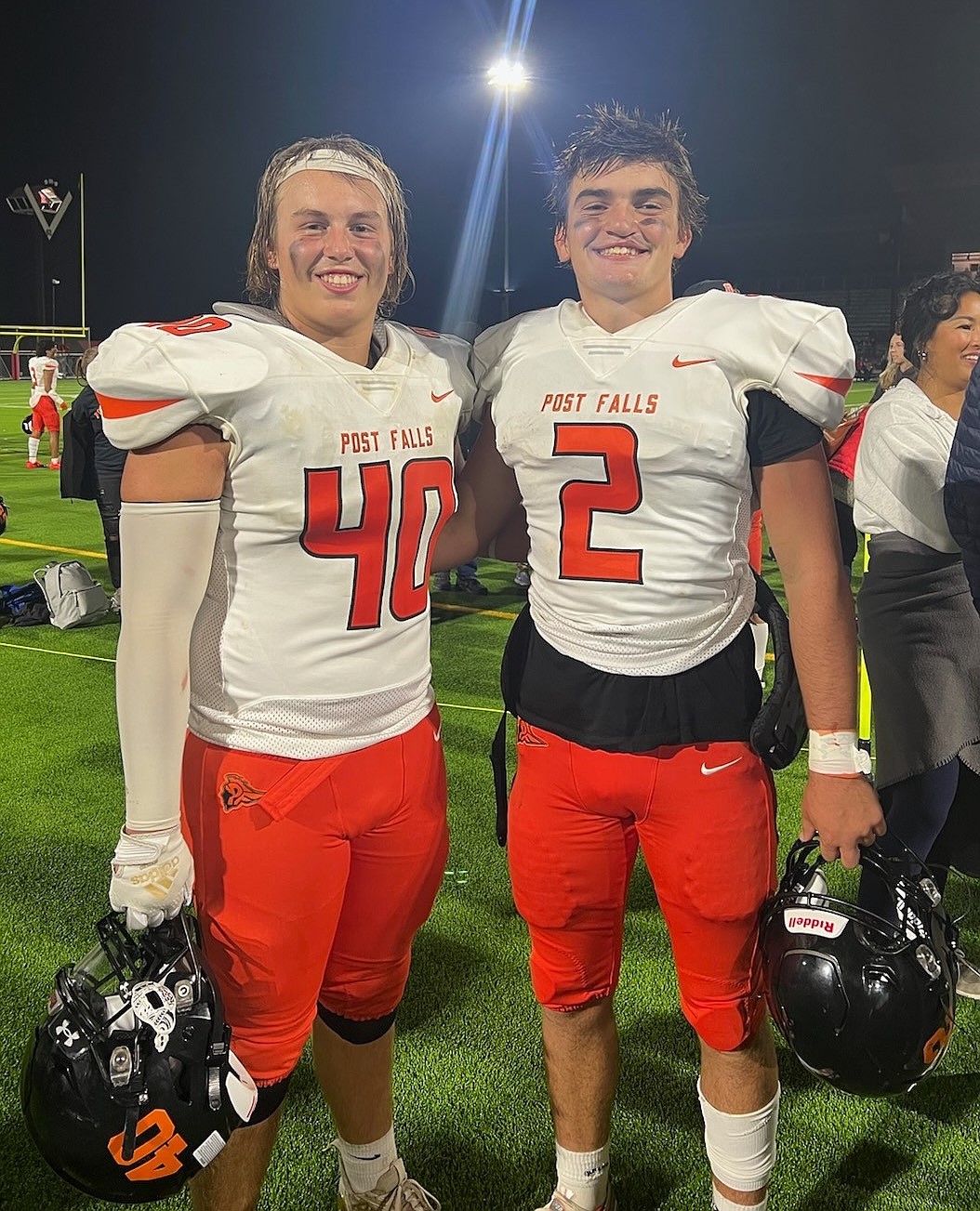 Courtesy photo
Senior linebacker Canon McKeown, left, and his cousin, senior quarterback Isaac McKeown of Post Falls High.