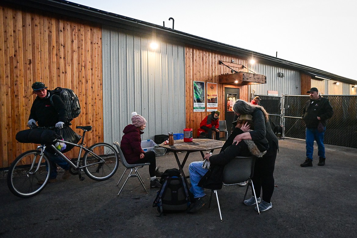 Guests wait to enter The Flathead Warming Center on Thursday, Nov. 7. (Casey Kreider/Daily Inter Lake)