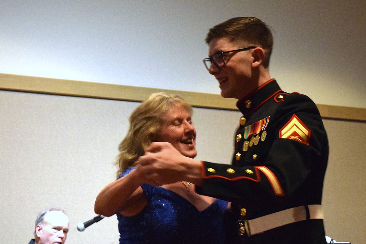 Marine Corps veteran Canyon Willey dances the night away during the U.S. Marine Corps Birthday Ball on Saturday night.