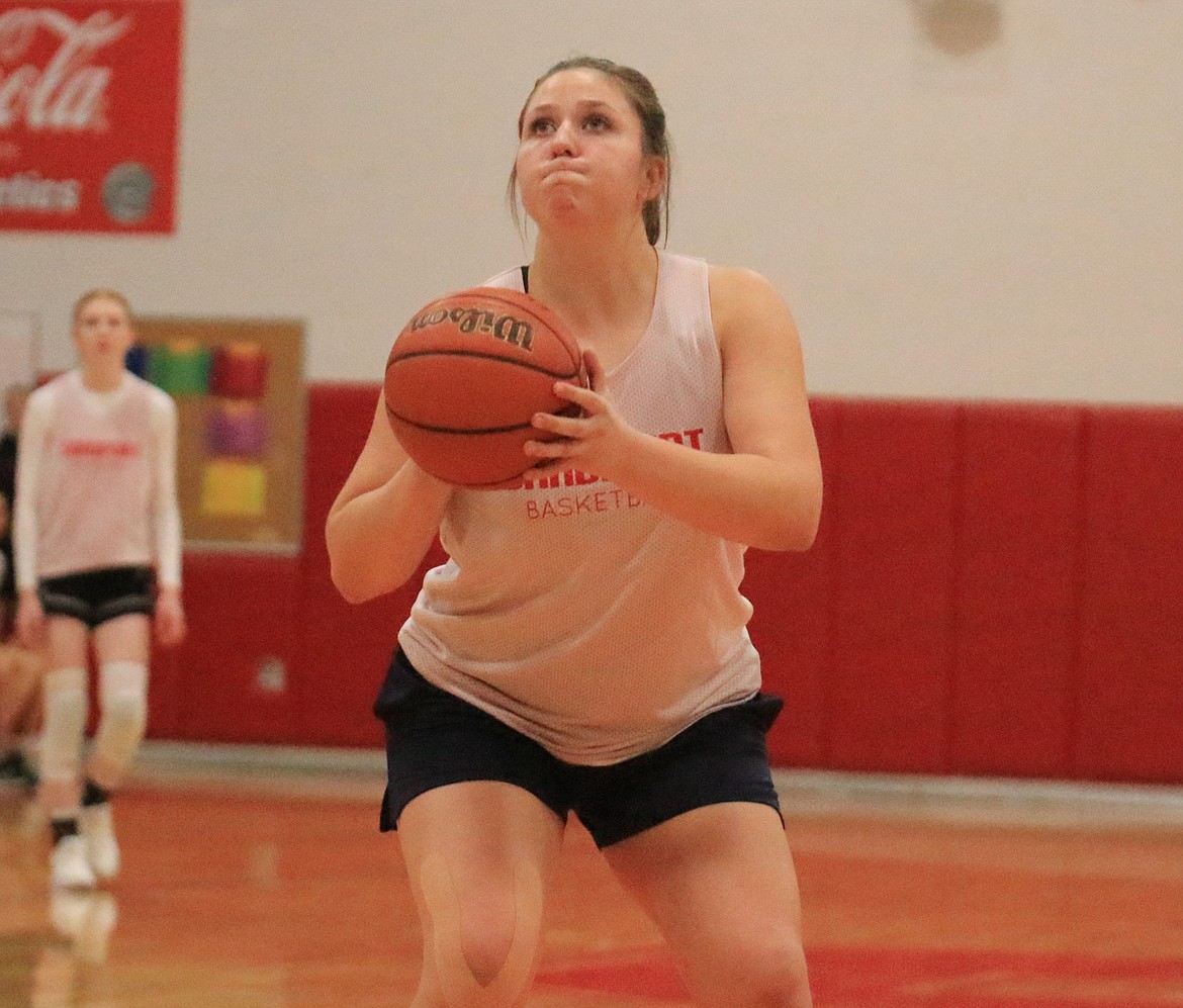 Sandpoint High junior Jetta Thaete shoots a free throw during Tuesday's YEA jamboree.