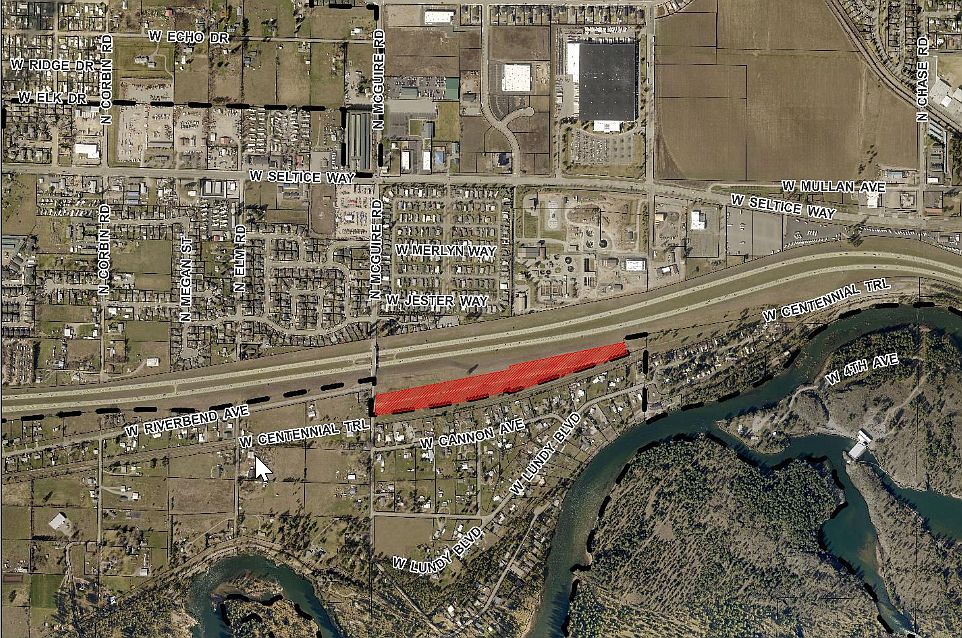 The vicinity of the proposed Landmark Place Subdivision in Post Falls.