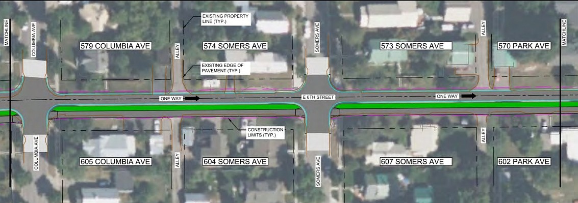 A map shows the proposed rebuild of East Sixth Street in Whitefish.