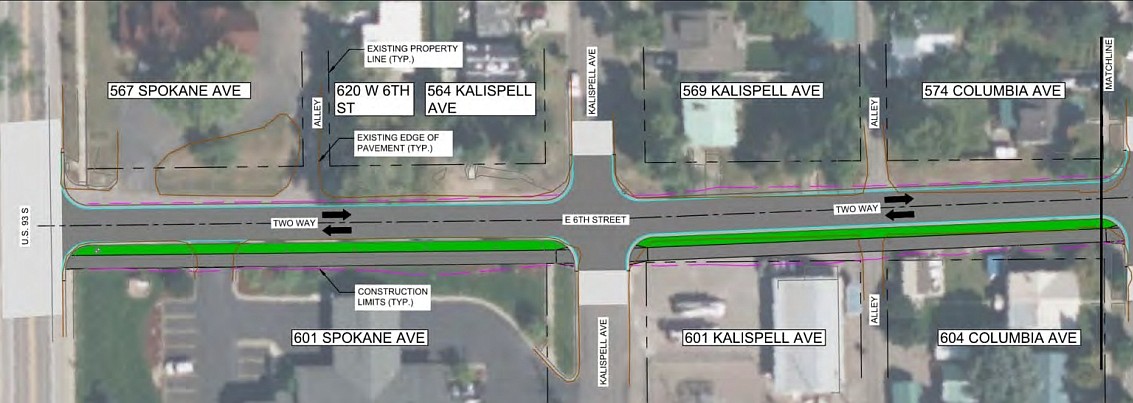 A map shows the proposed rebuild of East Sixth Street in Whitefish.