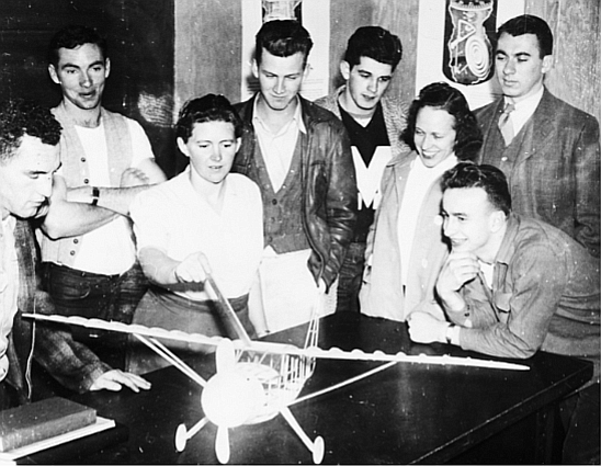 During World War II, Gladys Buroker teaches eager students how to fight from the air.