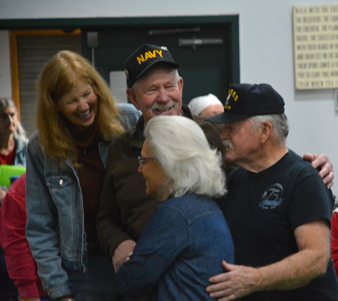 Local Veterans share a laugh and a meal together at the St. Regis School cafeteria on November 11, in honor of Veteran's Day. (Mineral Independent/Amy Quinlivan)